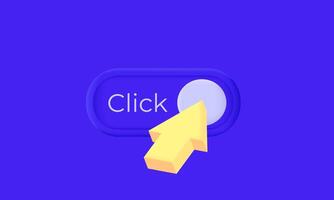 Unique mouse cursor click button 3D icon illustration simple vector