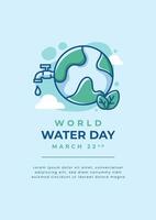 world water day vertical flat design minimalist poster template vector