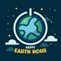 Flat Design Earth Hour Vector Illustration. Earth Hour Day. Earth Hour turn off the lamp, switch off the light. for poster and banner