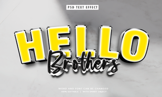 Olá irmãos 3d editável texto efeitos psd