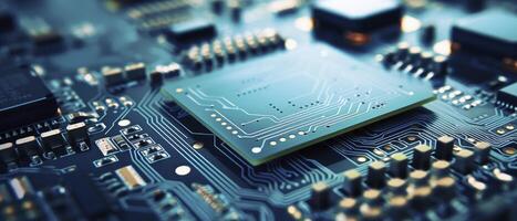 AI generated Close up of Computer Chip on Circuit Board photo