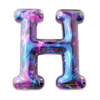 AI generated Dynamic Holographic Effect 3D Glossy Liquid Style for Letter H png