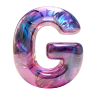 AI generated 3D Glossy Liquid Holographic Color Gradient Effect Letter G Vibrant Typography png