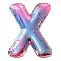ai generado X alfabeto 3d lustroso líquido estilo dinámica holográfico color degradado png