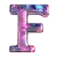 ai generato lettera f nel 3d Impressionante olografico liquido stile con pendenza png