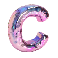 AI generated Mesmerizing Holographic Gradient 3D Letter C in Liquid Style png