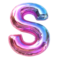 AI generated Holographic Color Gradient Effect 3D Letter S in Glossy Liquid Style png