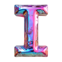 AI generated 3D Glossy Liquid Holographic Color Gradient Effect Letter I Vibrant Typography png