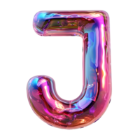 AI generated Mesmerizing Holographic Gradient 3D Letter J in Liquid Style png
