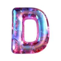 AI generated 3D Letter D Glossy Liquid Style Mesmerizing Holographic Gradient Effect png