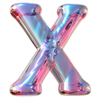 AI generated 3D Letter X Glossy Liquid Style Mesmerizing Holographic Gradient Effect png