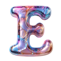 AI generated Letter E 3D Glossy Liquid Style Captivating Holographic Color Gradient png