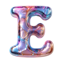 ai generato lettera e 3d lucido liquido stile travolgente olografico colore pendenza png