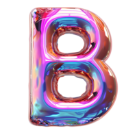 ai generiert 3d Brief b glänzend Flüssigkeit Stil faszinierend holographisch Gradient bewirken png