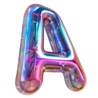 AI generated Vivid Typography 3D Letter A with Holographic Color Gradient png