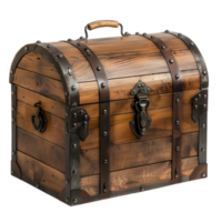 AI generated Rustic Lockable Wooden Treasure Chest Classic Design png