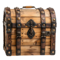 AI generated Traditional Wooden Treasure Box Closed and Securely Locked png