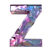 AI generated Z Alphabet 3D Glossy Liquid Style Dynamic Holographic Color Gradient png