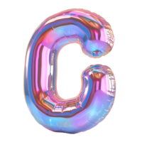 AI generated 3D glossy liquid holographic color gradient effect letter C png
