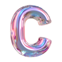 AI generated Mesmerizing Holographic Gradient 3D Letter C in Liquid Style png