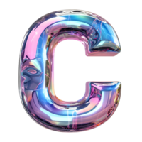 ai généré c alphabet 3d brillant liquide style effet avec hologramme Couleur pente png