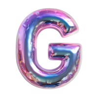 ai généré 3d lettre g brillant liquide style fascinant holographique pente effet png