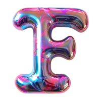 AI generated Mesmerizing Holographic Gradient 3D Letter F in Liquid Style png