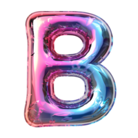 AI generated 3D Glossy Liquid Holographic Color Gradient Effect Letter B Vibrant Typography png