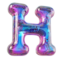 AI generated 3D Letter H glossy liquid style with holographic color gradient png