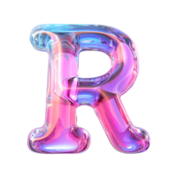 ai generado letra r en 3d sorprendentes holográfico líquido estilo con degradado png