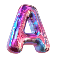 AI generated Dynamic Holographic Effect 3D Glossy Liquid Style for Letter A png