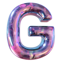 AI generated Glossy Liquid 3D Effect Stunning Holographic Color Gradient Letter G png