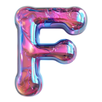 ai generato olografico colore pendenza effetto 3d lettera f nel lucido liquido stile png