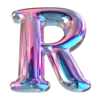 AI generated Holographic Color Gradient Effect 3D Letter R in Glossy Liquid Style png