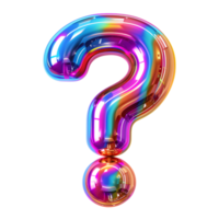 AI generated question mark Dynamic Holographic Effect 3D Glossy Liquid Style png