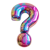 AI generated Vivid Typography 3D question mark with Holographic Color Gradient png