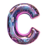 AI generated Dynamic Holographic Effect 3D Glossy Liquid Style for Letter C png