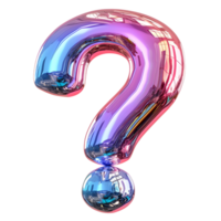 AI generated question mark in 3D Striking Holographic Liquid Style with Gradient png