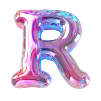 AI generated Dynamic Holographic Effect 3D Glossy Liquid Style for Letter R png