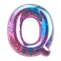 AI generated Q Alphabet 3D Glossy Liquid Style Dynamic Holographic Color Gradient png