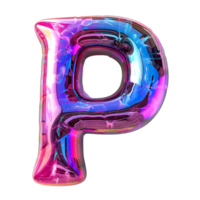 AI generated Dynamic Holographic Effect 3D Glossy Liquid Style for Letter P png