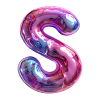 AI generated S Alphabet 3D Glossy Liquid Style Dynamic Holographic Color Gradient png
