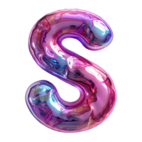 AI generated S Alphabet 3D Glossy Liquid Style Dynamic Holographic Color Gradient png