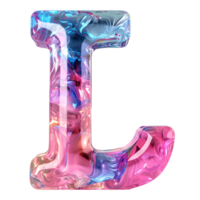 AI generated Vivid Typography 3D Letter L with Holographic Color Gradient png