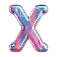 AI generated Letter X in 3D Striking Holographic Liquid Style with Gradient png