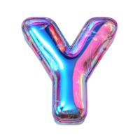 AI generated Y Alphabet 3D Glossy Liquid Style Dynamic Holographic Color Gradient png