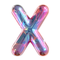 AI generated Vivid Typography 3D Letter X with Holographic Color Gradient png