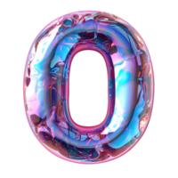 AI generated 3D Letter O glossy liquid style with holographic color gradient png