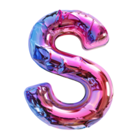 AI generated Glossy Liquid 3D Effect Stunning Holographic Color Gradient Letter S png