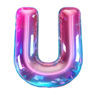 AI generated 3D Glossy Liquid Holographic Color Gradient Effect Letter U Vibrant Typography png